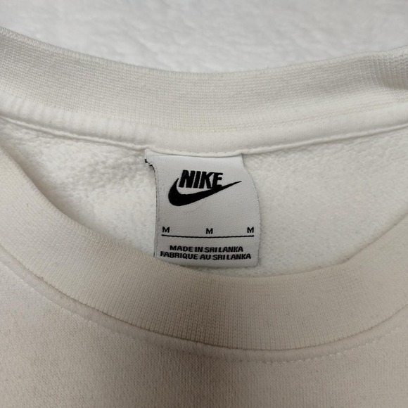 Nike Sweatshirt Mens Medium White Club Fleece Crewneck Pullover Swoosh Logo - Picture 6 of 11
